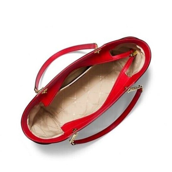 New Michael Kors Jet Set Large Saffiano Leather Shoulder Bag Bright Red - Picture 2 of 3